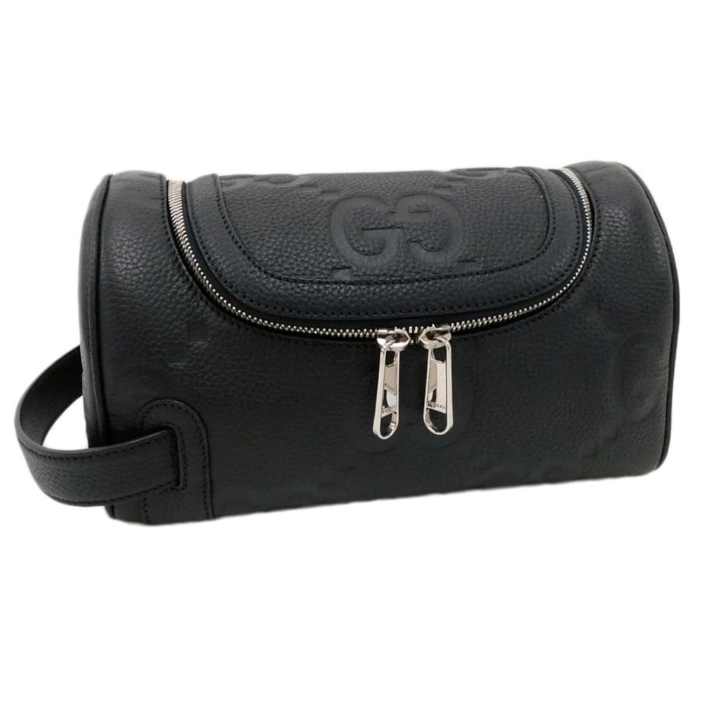 Gucci Jumbo GG Clutch Bag Black Leather